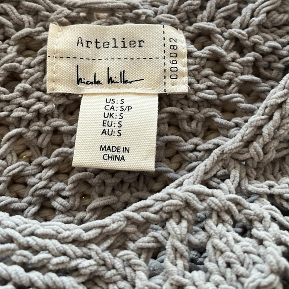 Nicole Miller Artelier Open Knit Crochet Sweater Size‎ Small Sage Green - Picture 3 of 5